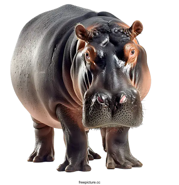 [Transparent Background PNG]Large Hippopotamus on White Background