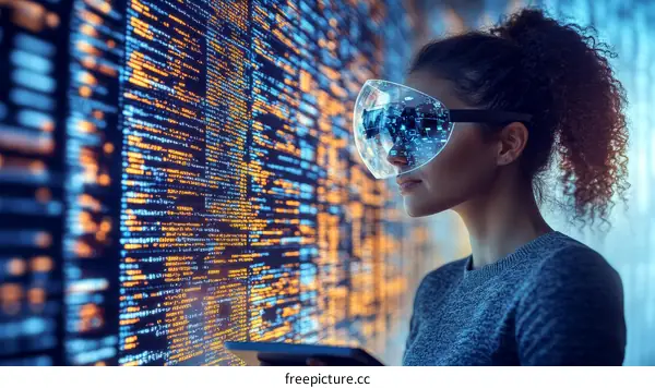 Future Technology VR Glasses and Digital Code