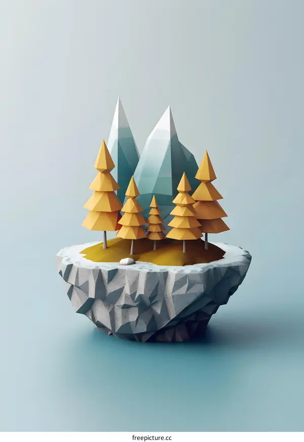 Low Poly Mountain Landscape Illustration
