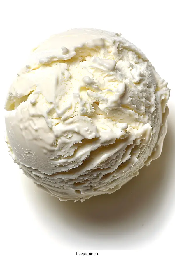 Close Up Of A Single Scoop Of Vanilla Ice Cream