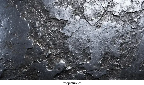 Black metal texture background with cracks and peeling paint