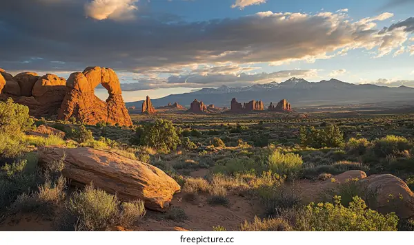 Stunning Desert Landscape with Arches National Park