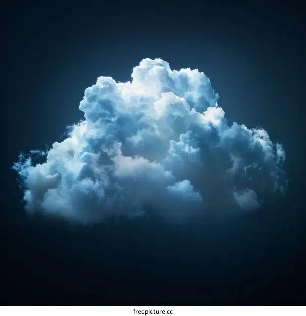 Blue and white cloud on dark blue background