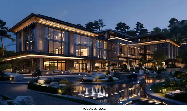 A modern style villa at the foot of the mountain