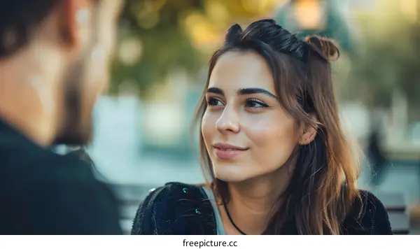 Young Woman Looking At Man With Love And Affection