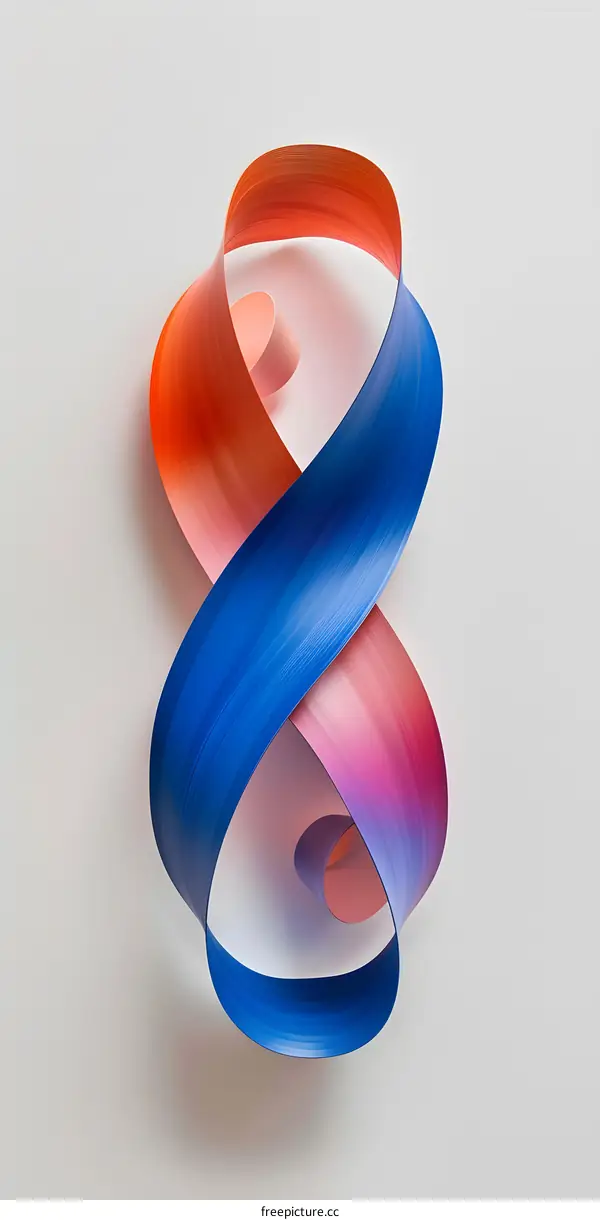 Abstract Colorful Ribbon Design on White Background