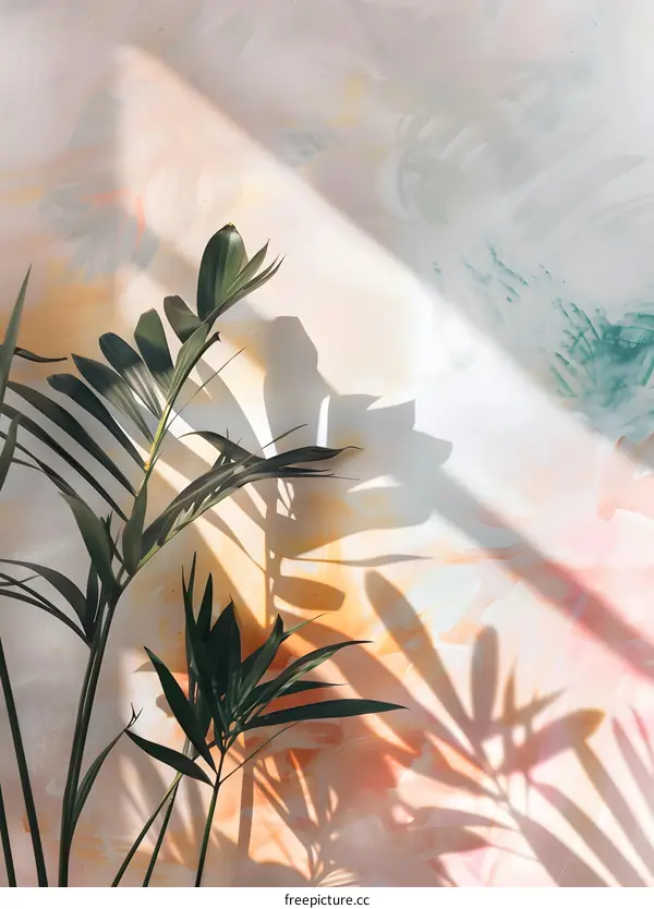 Green Leaves with Shadows on Wall