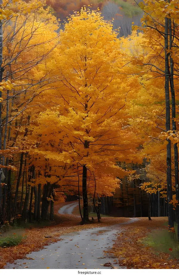 Golden Autumn Road