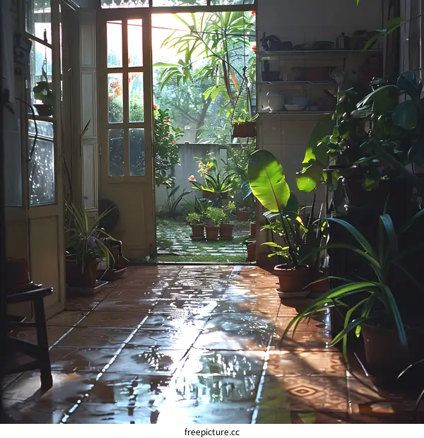 Indoor plants in a sunlit room