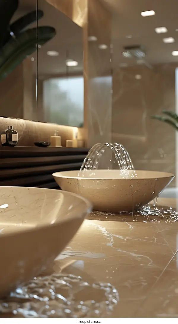 Luxury Modern Bathroom Sinks with Water Feature
