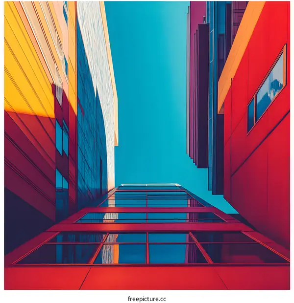 Modern Architecture with Colorful Facades and Blue Sky