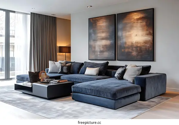 Modern Living Room Interior Design with Contemporary Art