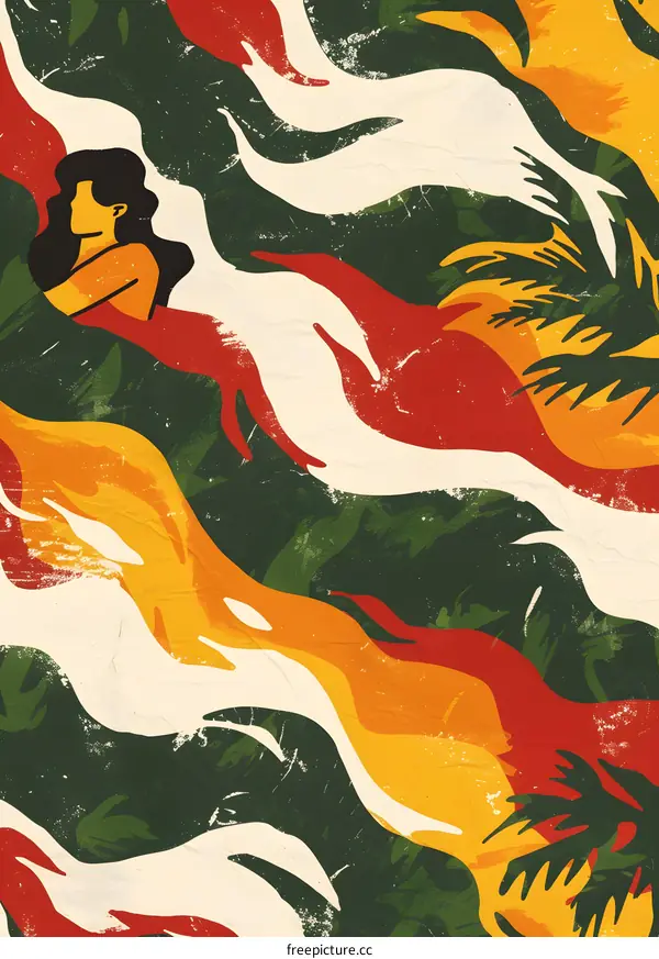 Abstract Tropical Illustration With Woman