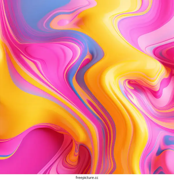 Vibrant Abstract Canvas Painting in Pink, Blue, and Yellow