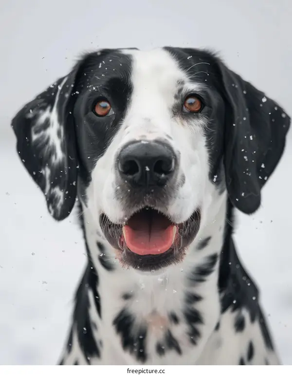 Black and White Spotted Dog Expresses Delight
