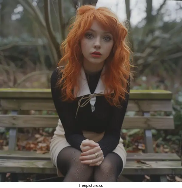 Portrait of a young woman with red hair and freckles