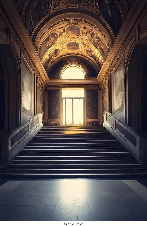 Old Stone Stairs With Light Streaming In