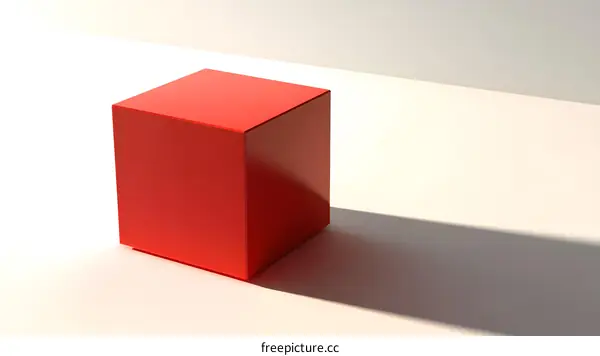 Red Cube Minimalist Geometric Shape Illustration