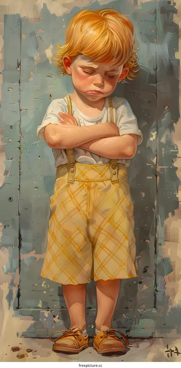 sad boy with crossed arms