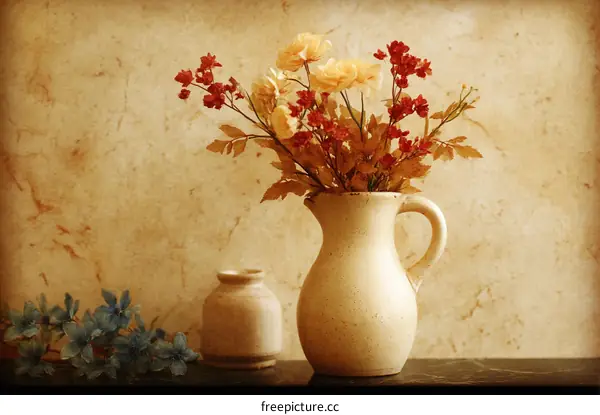Vintage Flowers in a Ceramic Pitcher