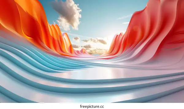 Abstract Red And Blue Swirling Shapes Background