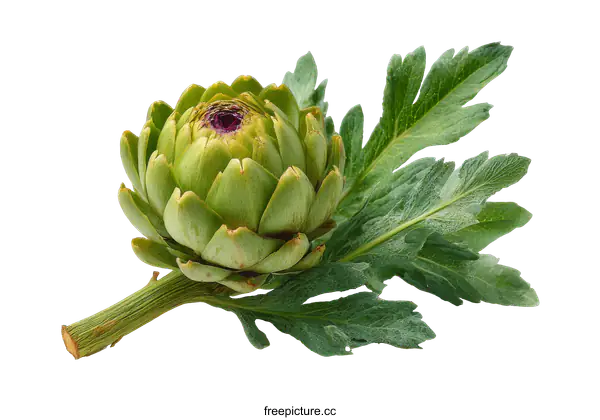[Transparent Background PNG]Fresh Artichoke with Leaves Close-up