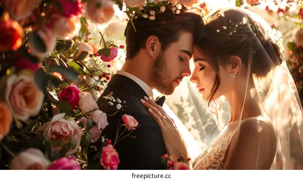 Newlyweds in a Garden