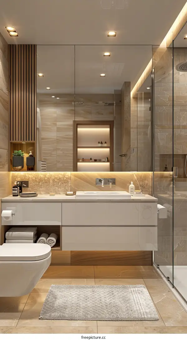 Modern and minimalist bathroom interior