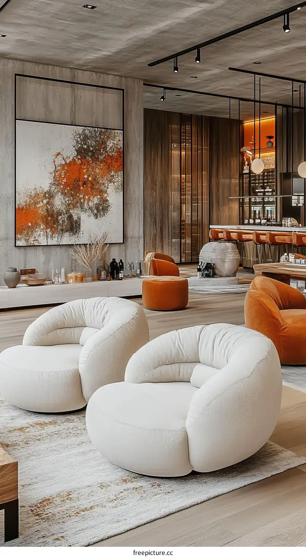 Modern Living Room Interior Design with Abstract Art