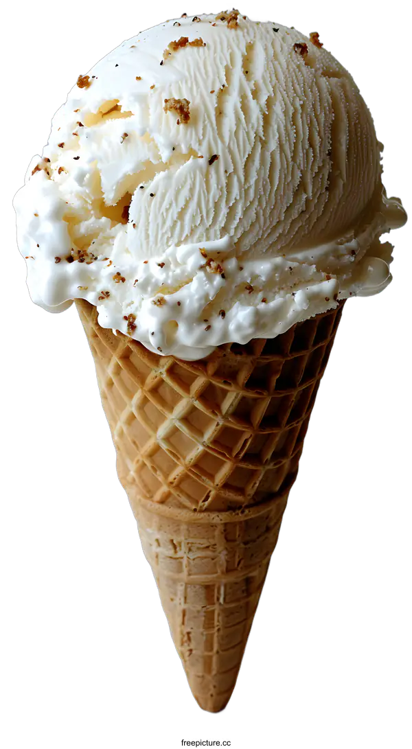 [Transparent Background PNG]Close-up of vanilla ice cream cone