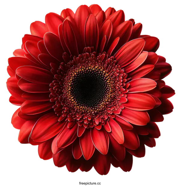[Transparent Background PNG]Close-up of a Vibrant Red Gerbera Daisy