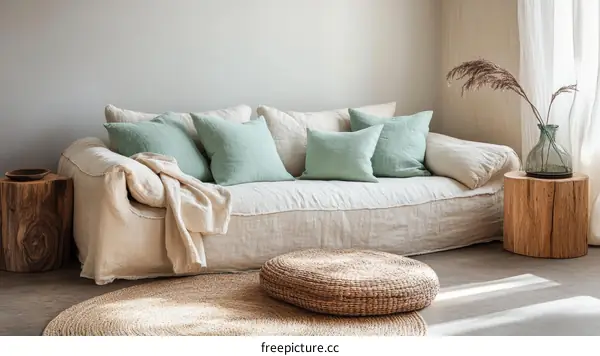 Cozy Modern Living Room with Linen Sofa