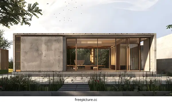 Minimalist Modern Concrete House With Wooden Accents