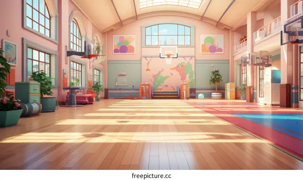 An illustration of a school gym