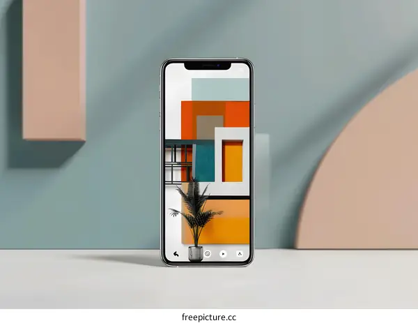 Smartphone Displaying Colorful Abstract Design