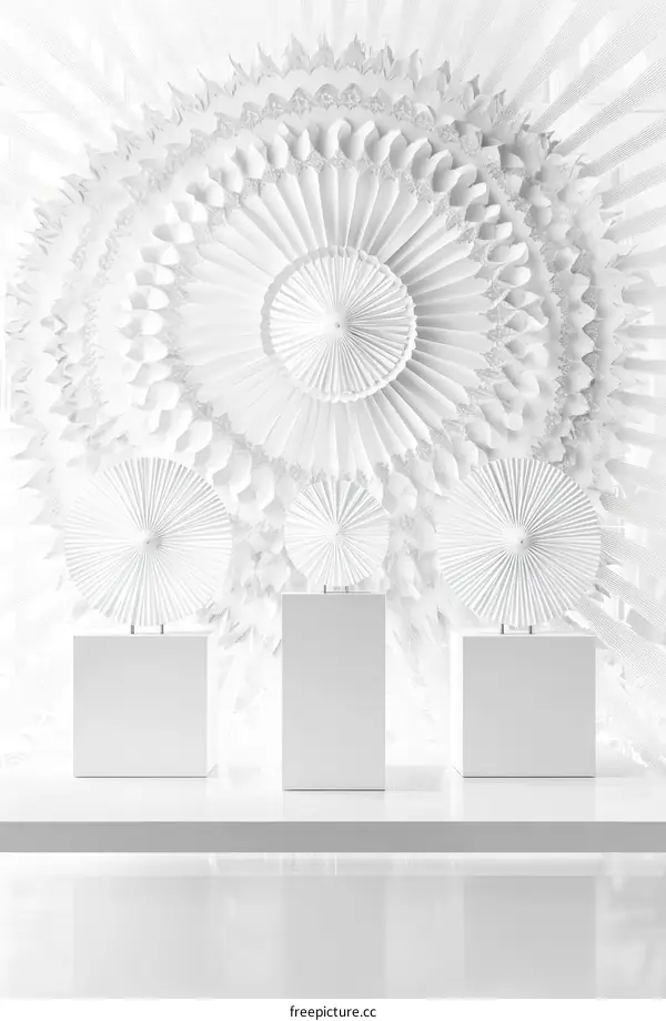 Elegant White Paper Decorations and Display Stands