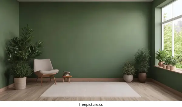 Modern Minimalist Green Room Interior Design