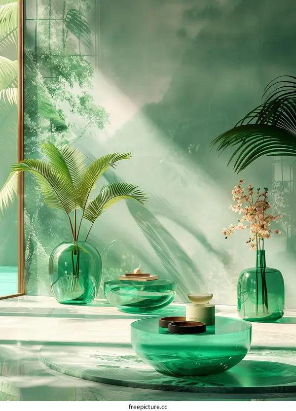 Emerald Green Transparent Coffee Table