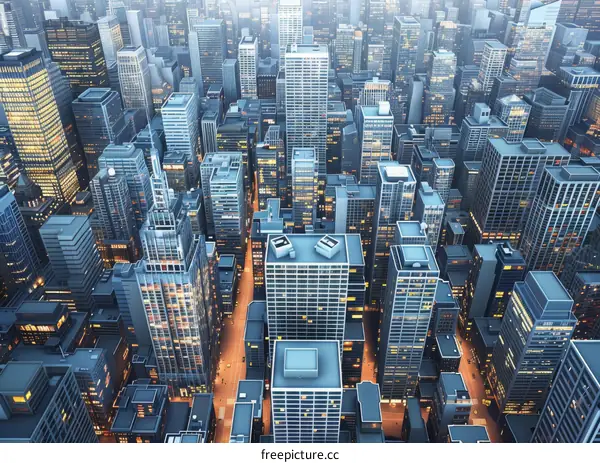 Illuminated Cityscape at Night