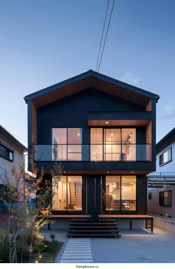 Modern Black and Wood House Exterior Design in Japan