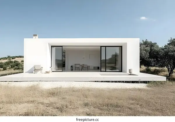 Modern Minimalist House with Sliding Doors and Patio