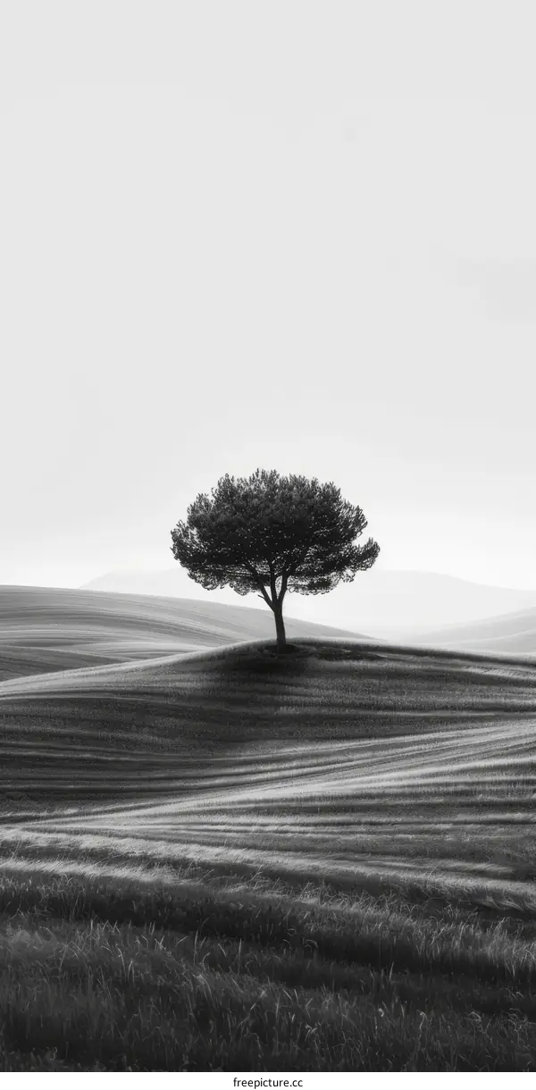 A Tree Stands Alone in a Field of Wheat
