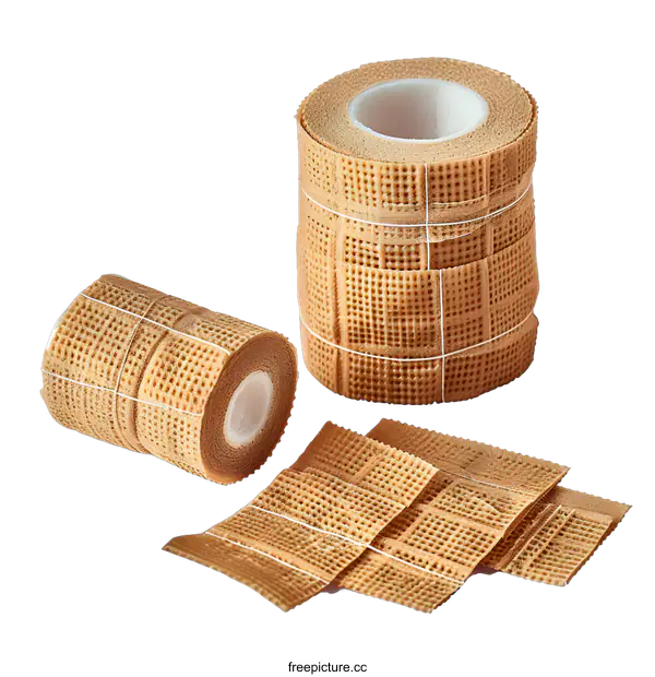 [Transparent Background PNG]Rolled up and unrolled medical bandage