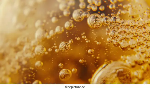 Close-up of bubbles in a clear liquid