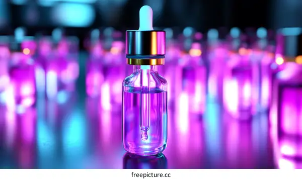 Neon Colored Dropper Bottles in a Laboratory Setting