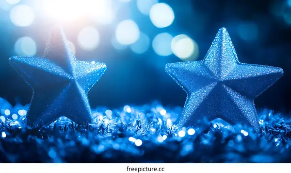 Blue Sparkle Star Decoration Close-up