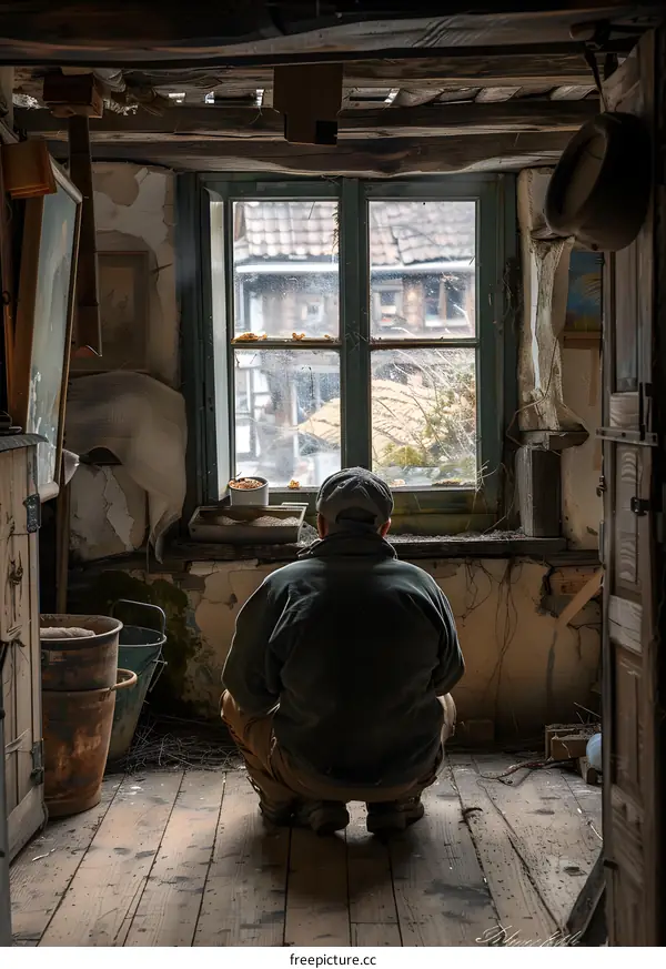 A Solitary Figure in a Desolate Room