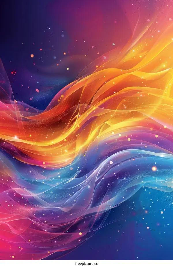 Vivid Waves and Vibrant Colors Flowing in Contemporary Abstract Art