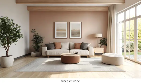 Modern Beige Living Room Interior Design