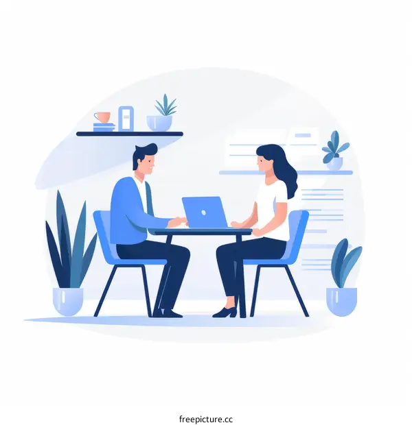 Man and Woman Sitting at Table Talking